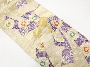 アンティーク　束ね熨斗に華文・花模様織り出し袋帯(材料)